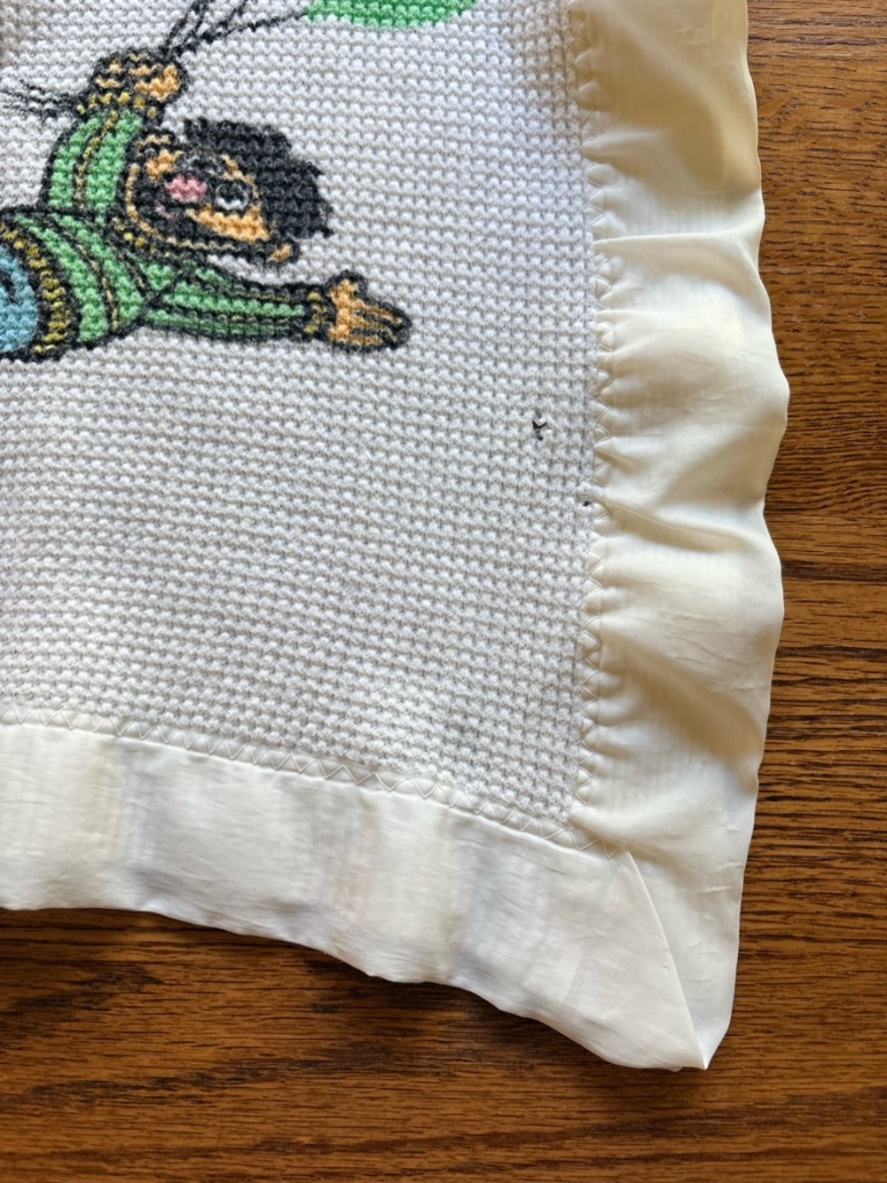 Vintage ABC Sesame Street Baby waffle weave Blanket - no tag- satin border- - Picture 5 of 16